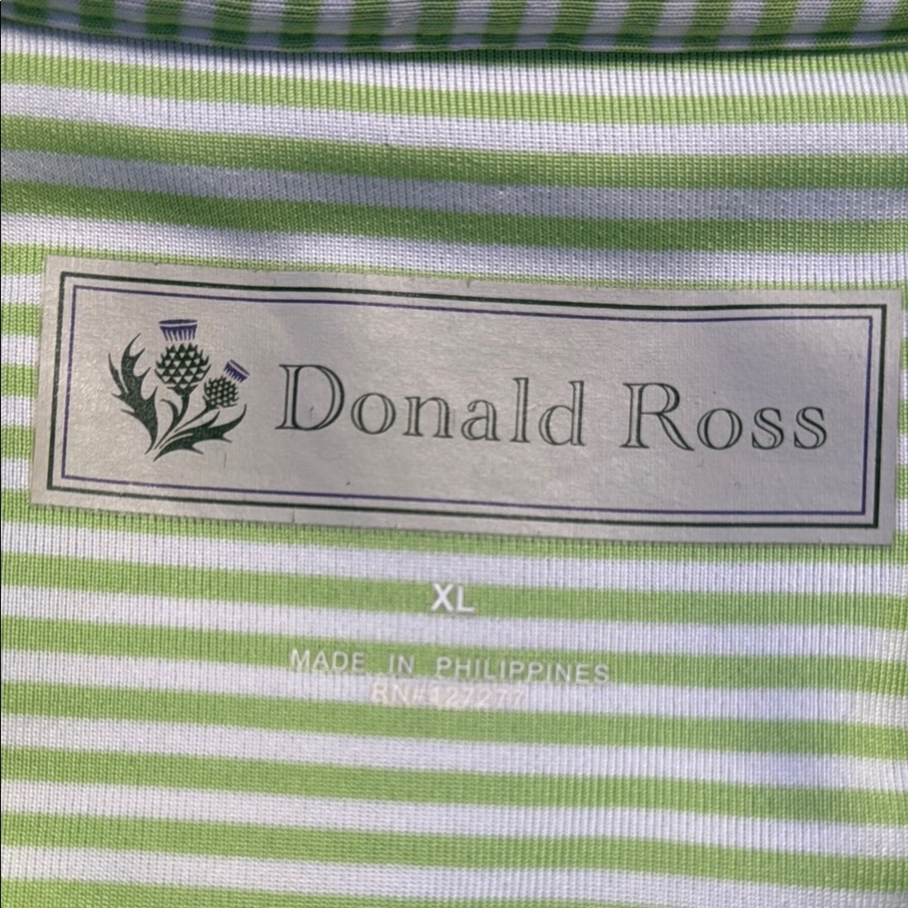 Donald Ross Green Striped Polo Shirt - Picture 3 of 4